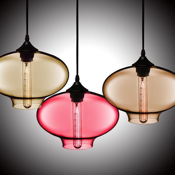 Hand-Blown Glass Pendant Light Fish Bowl Shade Ceiling Fixture with 1 Light Amber Color Dining Room Lighting Ideas Living Room Bedroom Lighting - Image 3