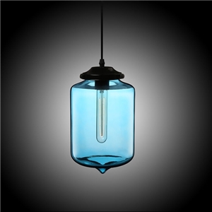 Modern Transparent Glass Pendant Light Hand Blown Colorful with 1 Light Ingot Blue Color Dining Room Lighting Ideas Living Room Bedroom Lighting