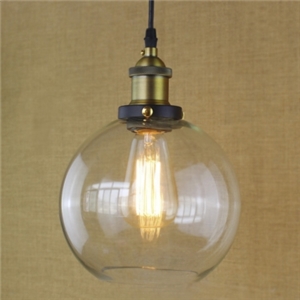 8 Inches Wide Brass 1-Light Clear Glass Globe Mini Pendant (Salty Coffee)
