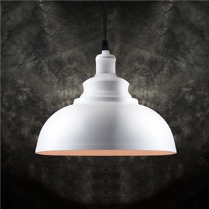 11.8" Width White Dome Single Light Industrial Pendant Light