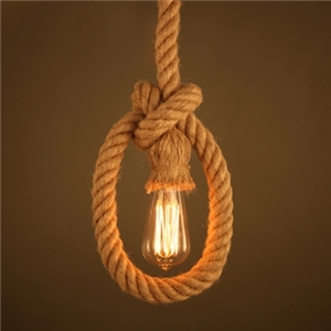 Rope Knot Pendant Light in Bulb Style Rustic Natural Rope