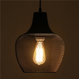 Matte Black 1 Head Foyer Pendant Lighting with Mesh Shade