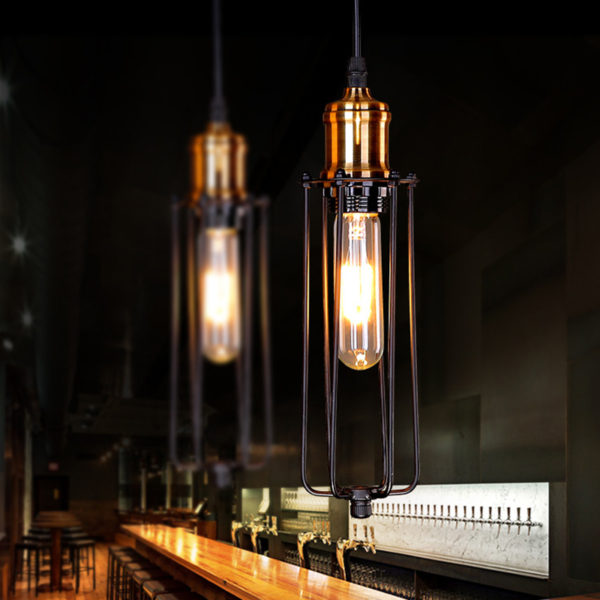 American Rural Industrial Retro Style Iron Craft Black / Copper Color Lamphead Pendant Light - Image 4