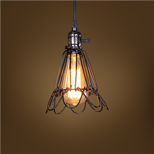 American Rural Industrial Retro Style Iron Craft Bird Cage Pendant Light