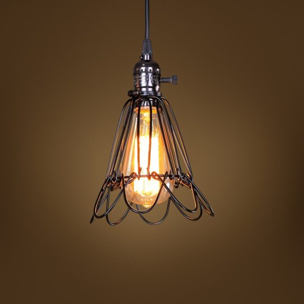American Rural Industrial Retro Style Iron Craft Bird Cage Pendant Light - Image 2