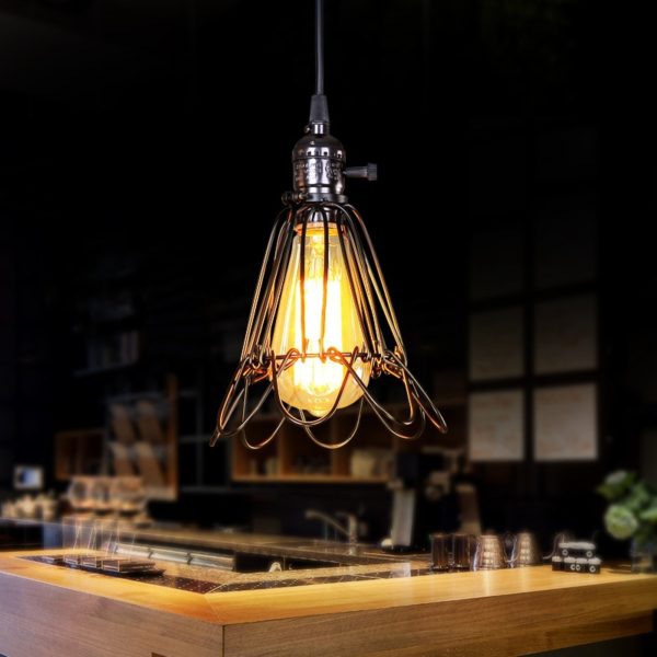 American Rural Industrial Retro Style Iron Craft Bird Cage Pendant Light - Image 3