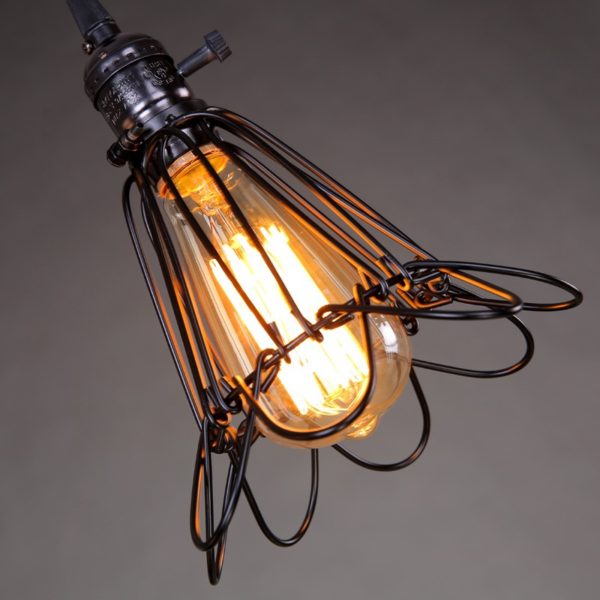 American Rural Industrial Retro Style Iron Craft Bird Cage Pendant Light - Image 4