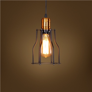 American Rural Industrial Retro Style Iron Craft Black Iron Frame Pendant Light