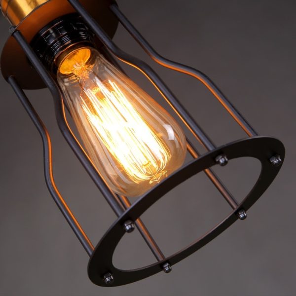 American Rural Industrial Retro Style Iron Craft Black Iron Frame Pendant Light - Image 4