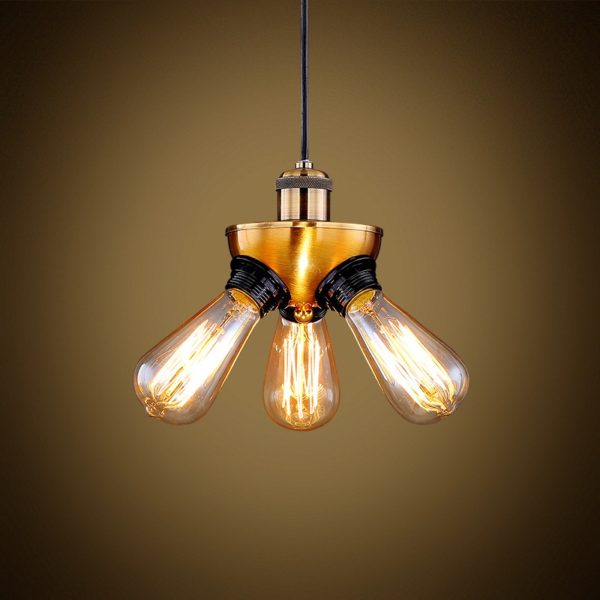 American Rural Industrial Retro Style Iron Craft Copper Head Triangle Pendant Light - Image 4