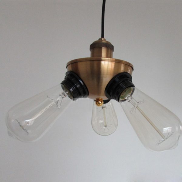American Rural Industrial Retro Style Iron Craft Copper Head Triangle Pendant Light - Image 2