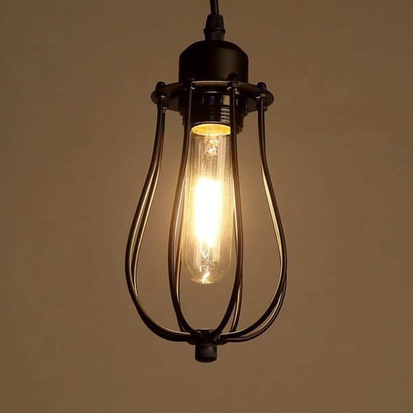 American Rural Industrial Retro Style Iron Craft Pomelo Shaped Black Ceiling Light - Image 3