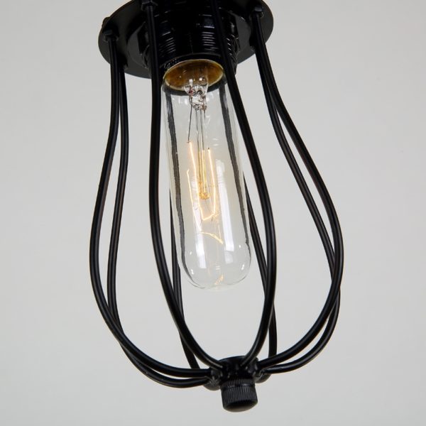 American Rural Industrial Retro Style Iron Craft Pomelo Shaped Black Ceiling Light - Image 5