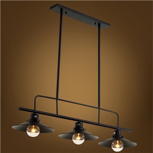 American Rural Industrial Retro Style Iron Craft Black/White Three Lights Pendant Ligh