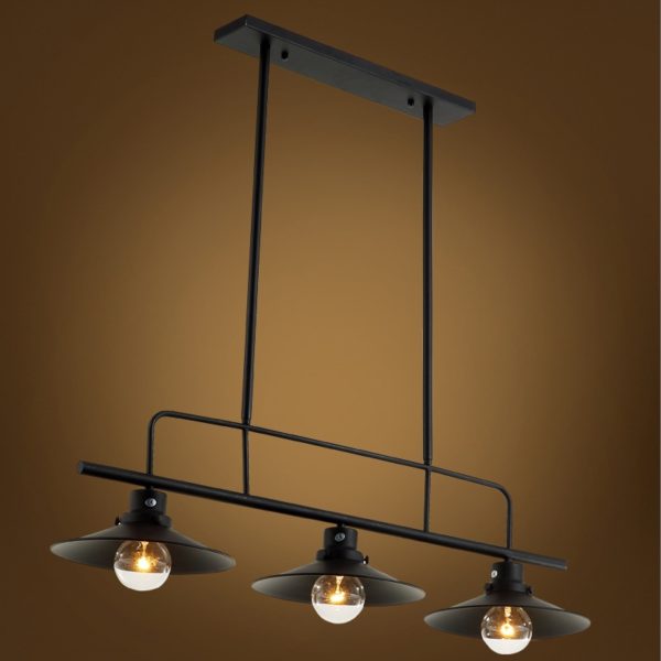 American Rural Industrial Retro Style Iron Craft Black/White Three Lights Pendant Ligh - Image 3