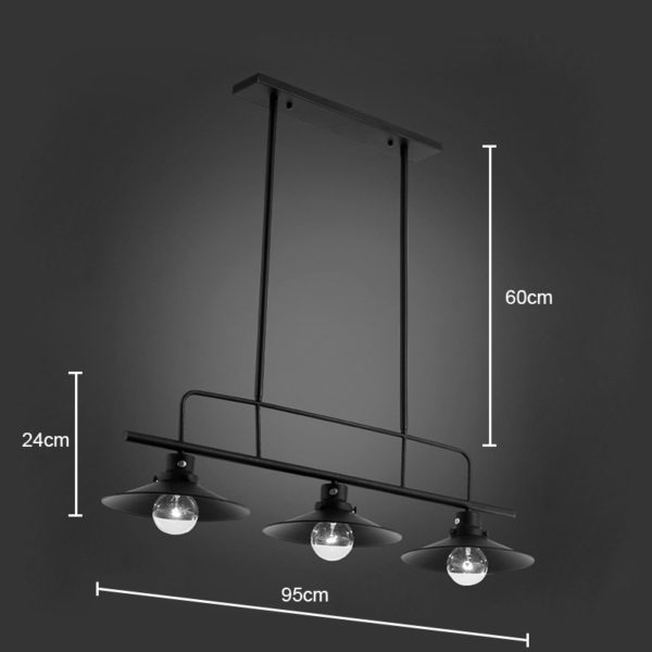 American Rural Industrial Retro Style Iron Craft Black/White Three Lights Pendant Ligh - Image 2