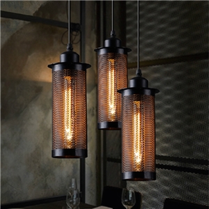 American Rural Industrial Retro Style Iron Craft Grid Chandeliers