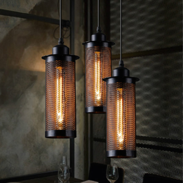 American Rural Industrial Retro Style Iron Craft Grid Chandeliers - Image 4