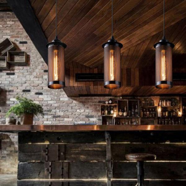 American Rural Industrial Retro Style Iron Craft Grid Chandeliers - Image 2