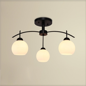 American Rural Industrial Retro Style Iron Craft White 3 Lights Round Glass Pendant Light