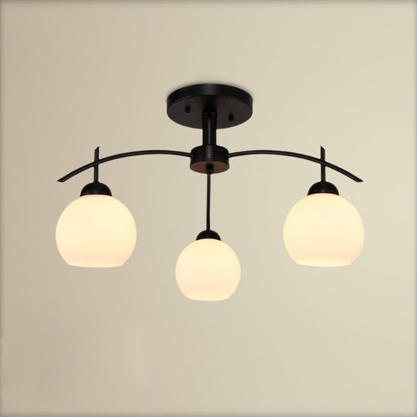 American Rural Industrial Retro Style Iron Craft White 3 Lights Round Glass Pendant Light - Image 4
