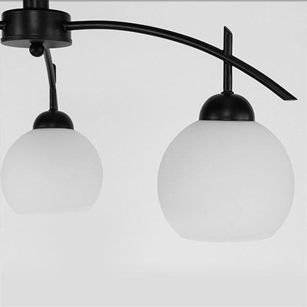 American Rural Industrial Retro Style Iron Craft White 3 Lights Round Glass Pendant Light - Image 6