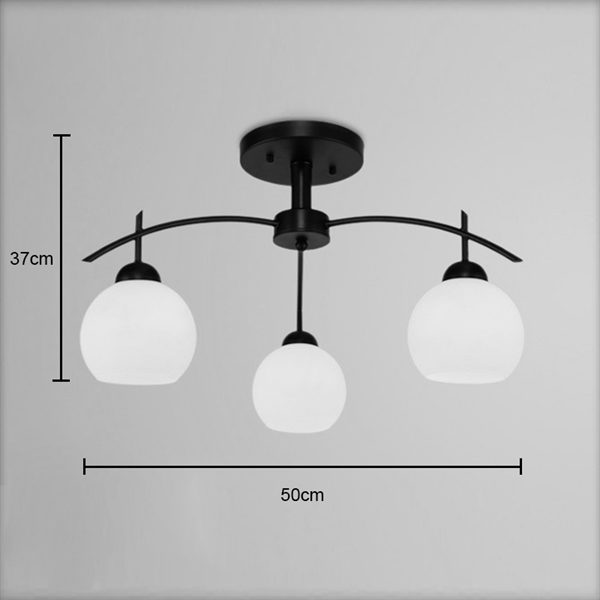 American Rural Industrial Retro Style Iron Craft White 3 Lights Round Glass Pendant Light - Image 3