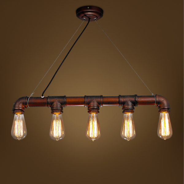 American Rural Industrial Retro Style Iron Craft Simple Water Pipe Pendant Light - Image 2