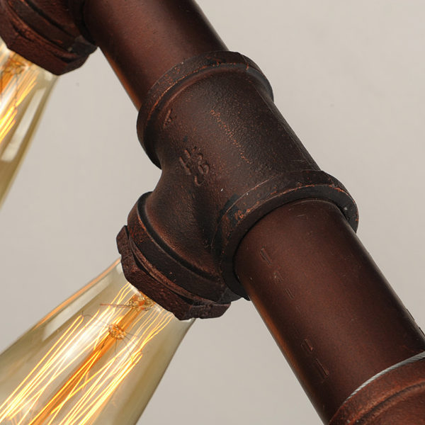American Rural Industrial Retro Style Iron Craft Simple Water Pipe Pendant Light - Image 4