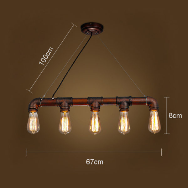 American Rural Industrial Retro Style Iron Craft Simple Water Pipe Pendant Light - Image 5