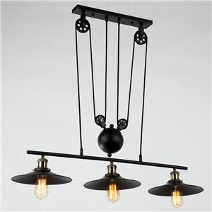 American Rural Industrial Retro Style Iron Craft Lifting 3 Lights Pendant Light