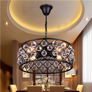 American Rural Industrial Retro Style Iron Craft Crystal Pendant Light