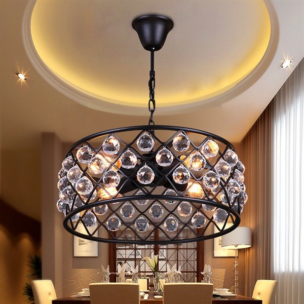American Rural Industrial Retro Style Iron Craft Crystal Pendant Light - Image 3