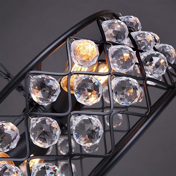 American Rural Industrial Retro Style Iron Craft Crystal Pendant Light - Image 4