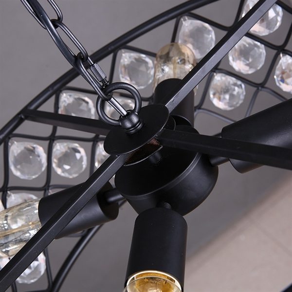 American Rural Industrial Retro Style Iron Craft Crystal Pendant Light - Image 5