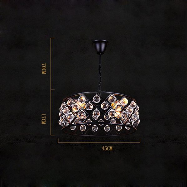 American Rural Industrial Retro Style Iron Craft Crystal Pendant Light - Image 2