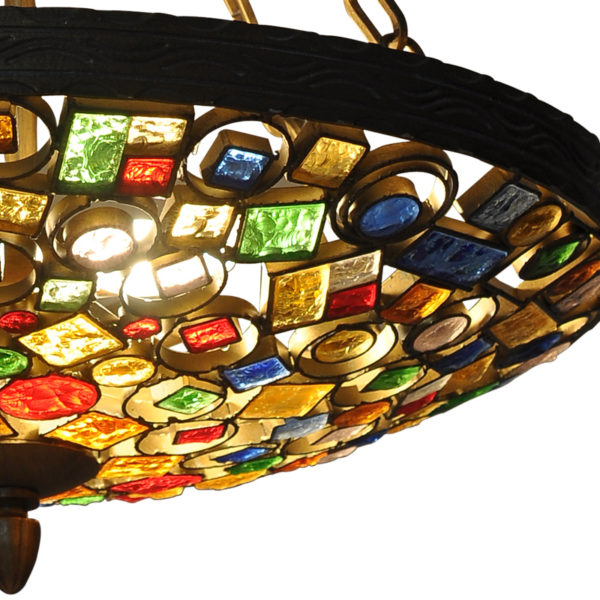 European Style Colorful Glaze Lampshade Iron Material 4 Lights Pendant Light - Image 8