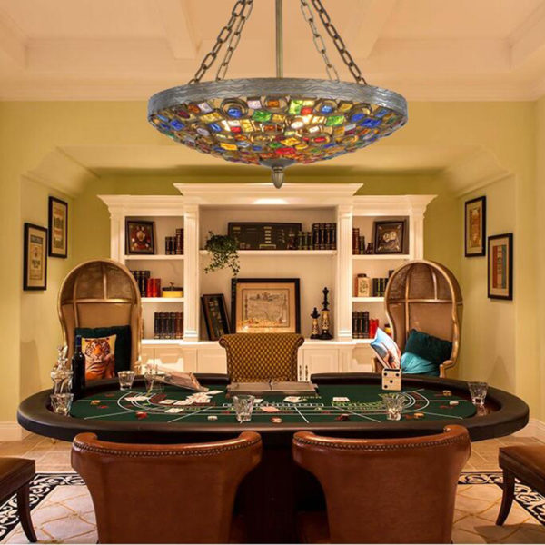 European Style Colorful Glaze Lampshade Iron Material 4 Lights Pendant Light - Image 9