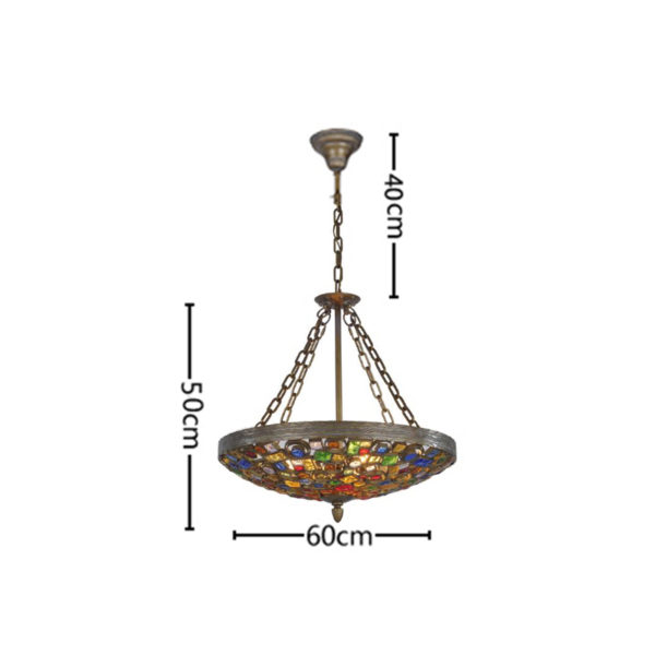 European Style Colorful Glaze Lampshade Iron Material 4 Lights Pendant Light - Image 2