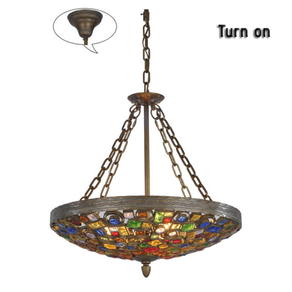 European Style Colorful Glaze Lampshade Iron Material 4 Lights Pendant Light - Image 5