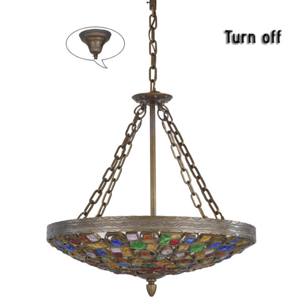 European Style Colorful Glaze Lampshade Iron Material 4 Lights Pendant Light - Image 6