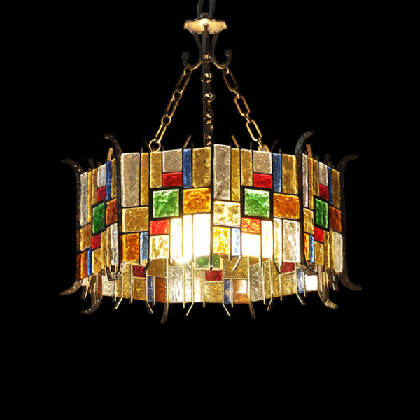 European Style Colorful Glaze Lampshade Iron Material 5 Lights Pendant Light - Image 7