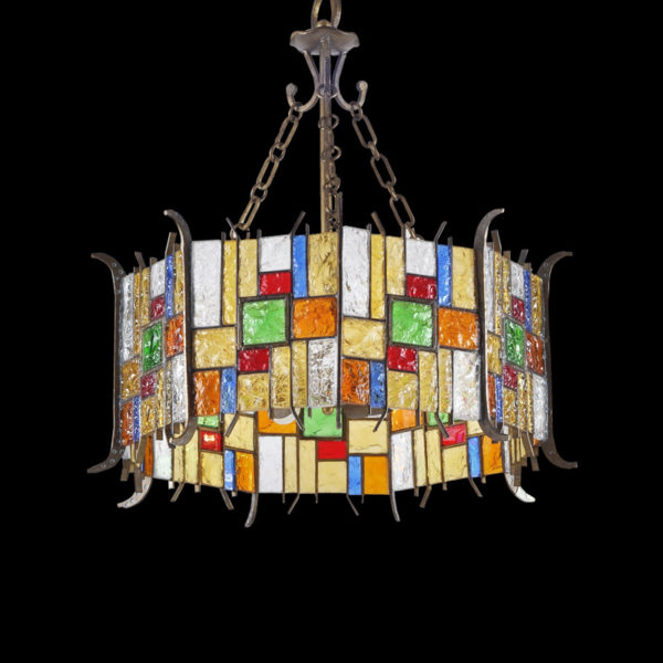 European Style Colorful Glaze Lampshade Iron Material 5 Lights Pendant Light - Image 8