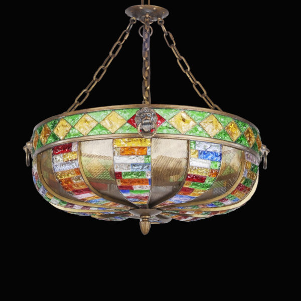 European Style Colorful Glaze Lampshade Iron Material 3 Lights Pendant Light - Image 9