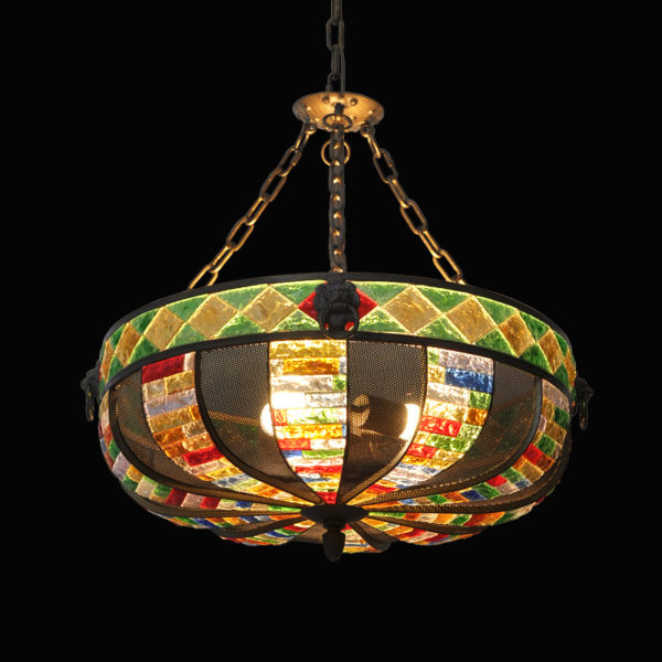 European Style Colorful Glaze Lampshade Iron Material 3 Lights Pendant Light - Image 3