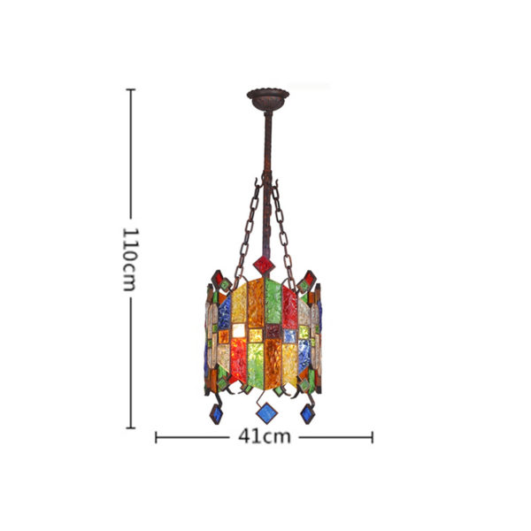 European Style Colorful Glaze Lampshade Iron Material 3 Lights Pendant Light - Image 2