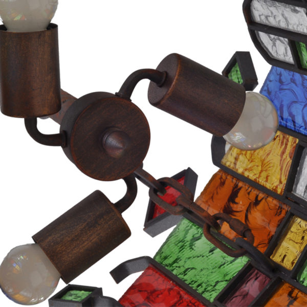 European Style Colorful Glaze Lampshade Iron Material 3 Lights Pendant Light - Image 3
