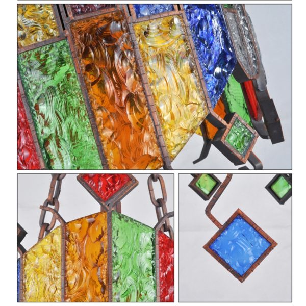 European Style Colorful Glaze Lampshade Iron Material 3 Lights Pendant Light - Image 4