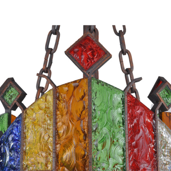 European Style Colorful Glaze Lampshade Iron Material 3 Lights Pendant Light - Image 5