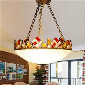 European Style Colorful Glaze Lampshade Iron Material 3 Lights Pendant Light